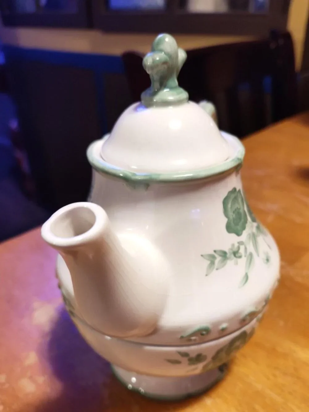 porcelain teapot-on-cup set SHIPS FREE